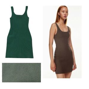 Babaton Sculpt Knit Squareneck Mini Dress in green - size 2XS